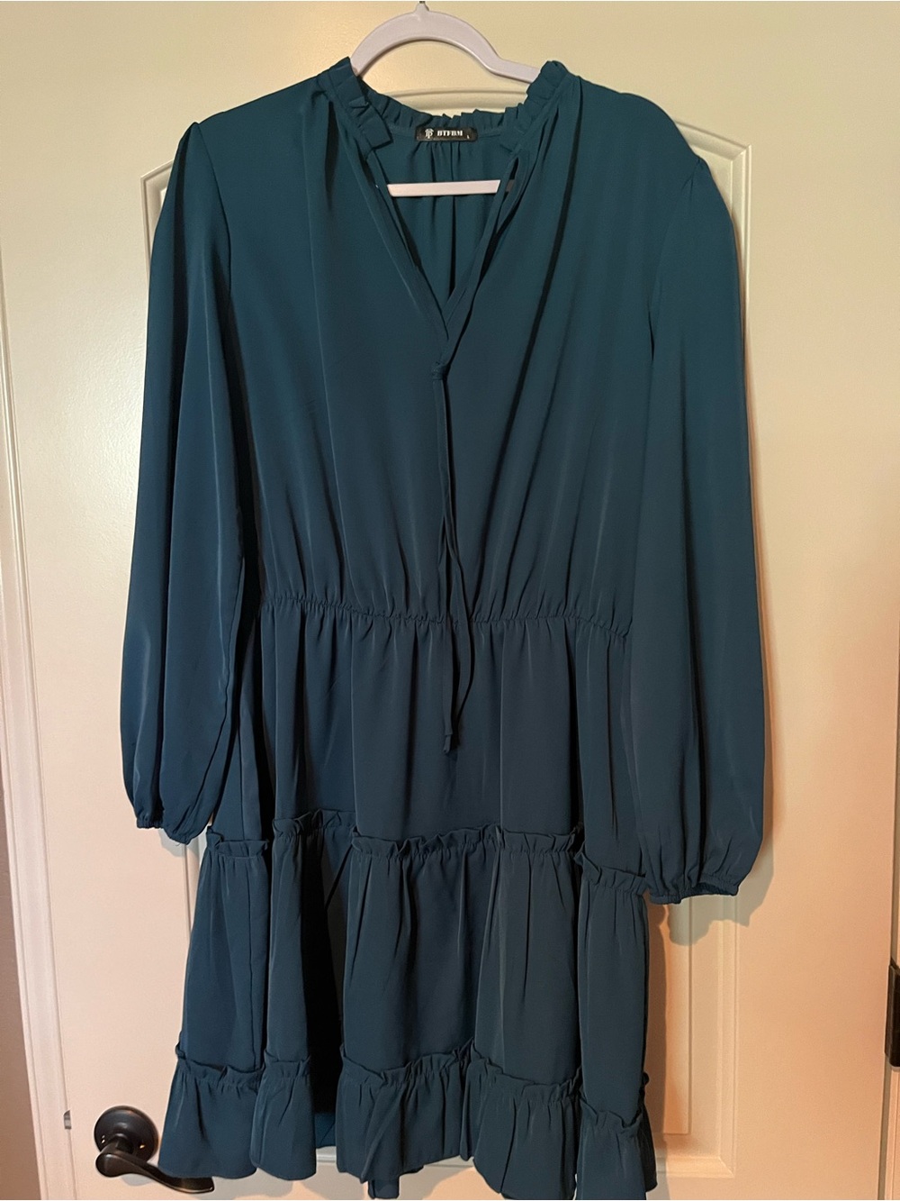 Long-Sleeve Tiered Dress in Teal by Universal Thread